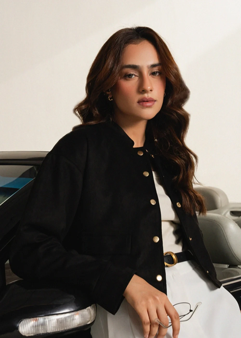 Black Cropped Suede Jacket